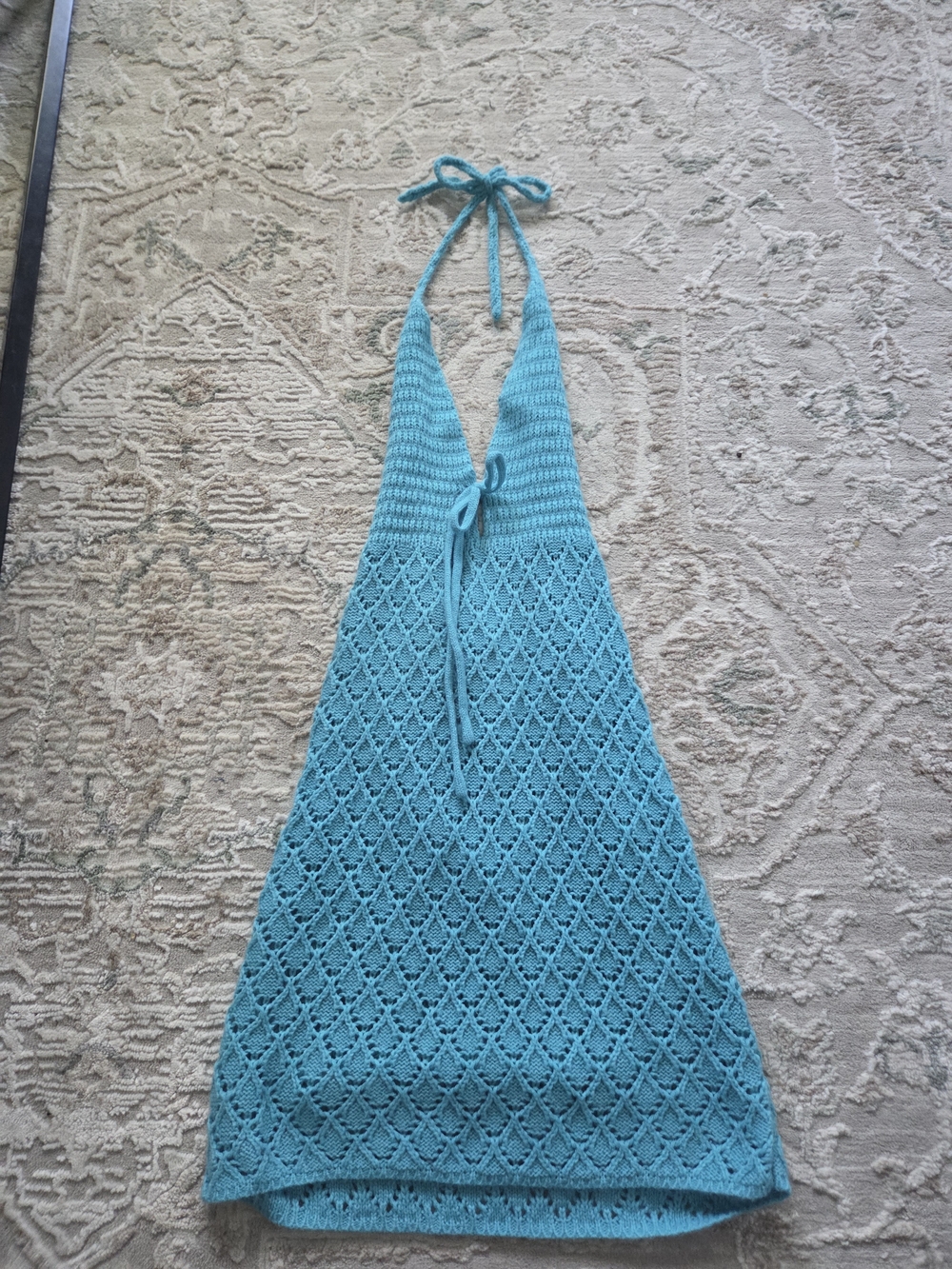 Crochet Halter Midi Dress in Teal